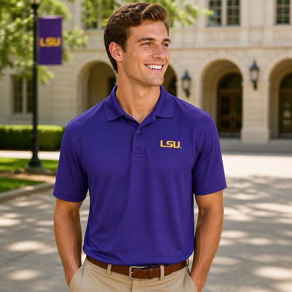 Vansport LSU Tigers Purple Performance Polo Shirt Men's XL